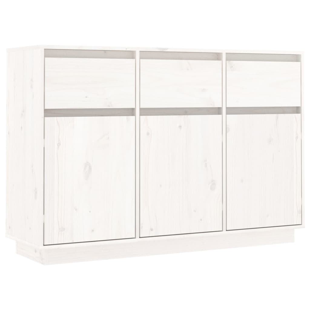 Credenza Bianca 110x34x75 cm in Legno Massello di Pino 813815