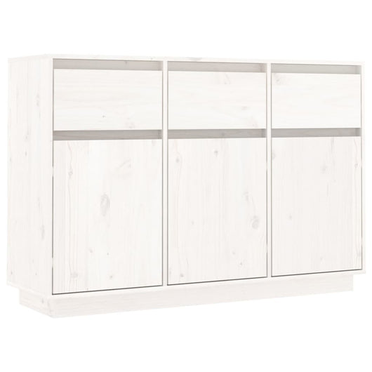 Credenza Bianca 110x34x75 cm in Legno Massello di Pino 813815