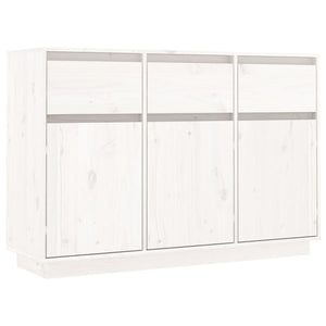 Credenza Bianca 110x34x75 cm in Legno Massello di Pino 813815