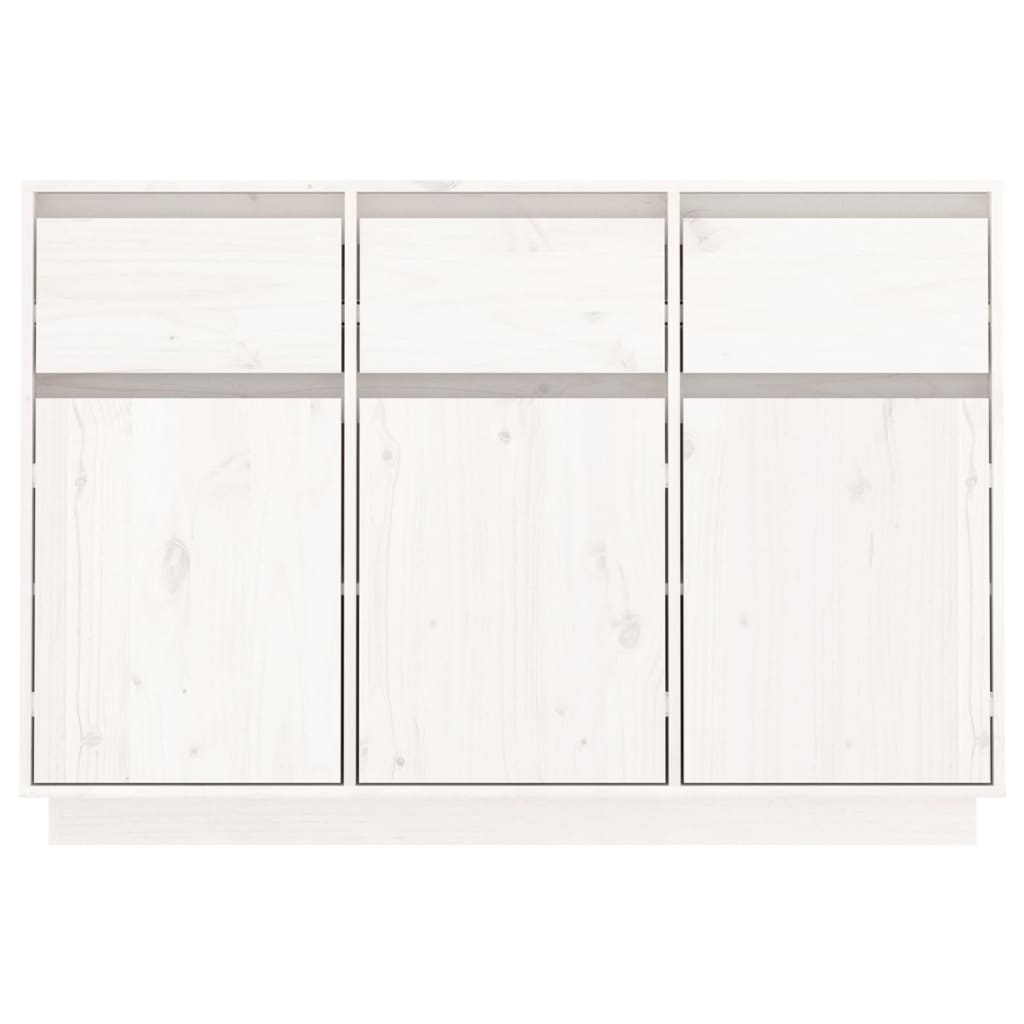 Credenza Bianca 110x34x75 cm in Legno Massello di Pino 813815