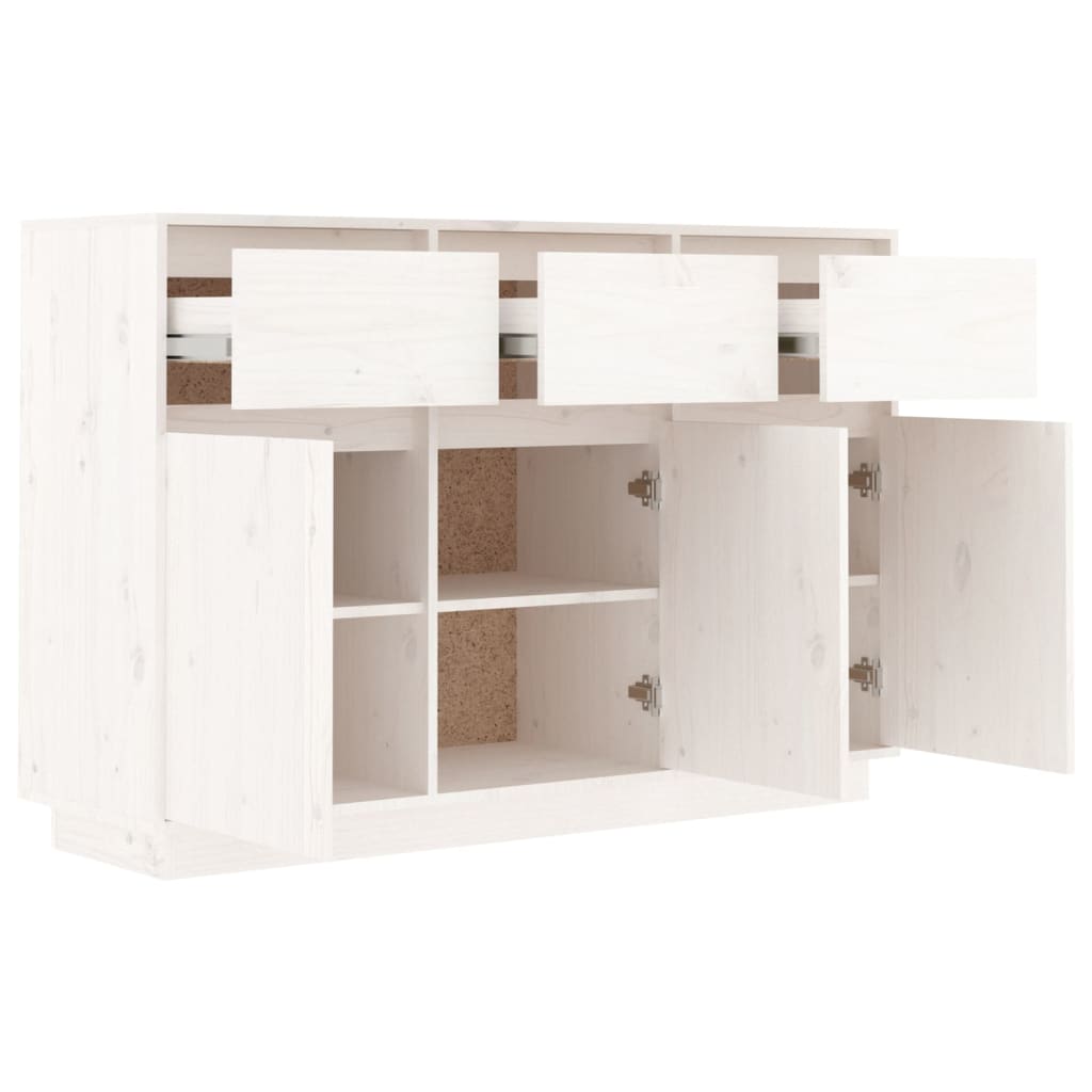 Credenza Bianca 110x34x75 cm in Legno Massello di Pino 813815