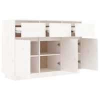 Credenza Bianca 110x34x75 cm in Legno Massello di Pino 813815