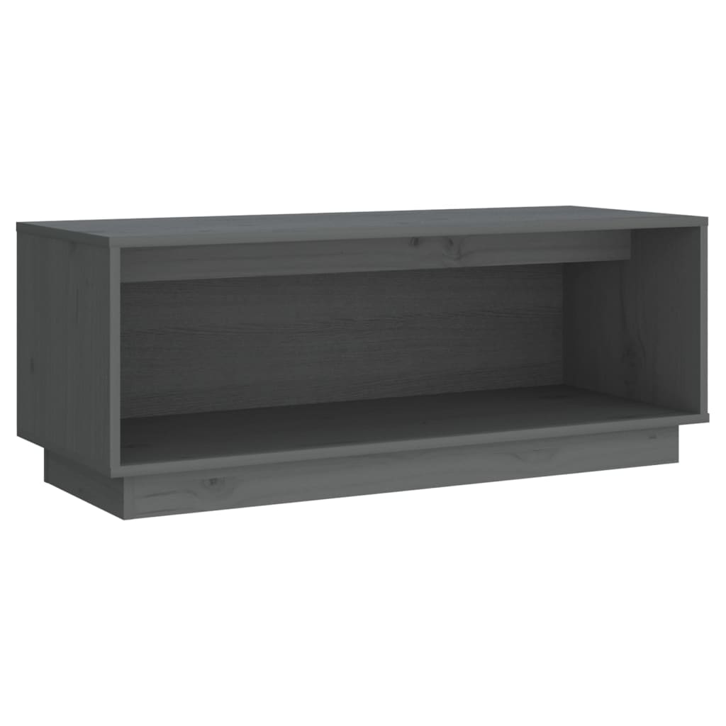 Mobile Porta TV Grigio 90x35x35 cm in Legno Massello di Pino 813831