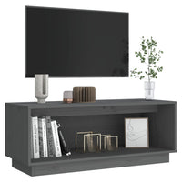 Mobile Porta TV Grigio 90x35x35 cm in Legno Massello di Pino 813831