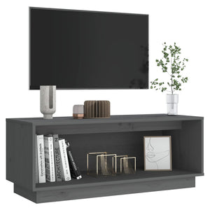 Mobile Porta TV Grigio 90x35x35 cm in Legno Massello di Pino 813831