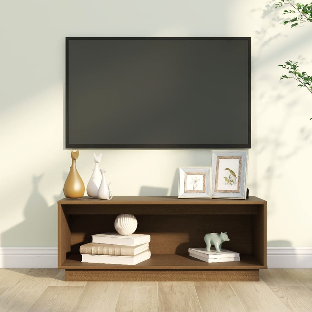 Mobile Porta TV-Mobile per TV-Credenza TV Ambrato 90x35x35 cm in Legno Massello di Pino