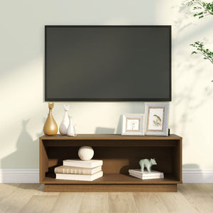 Mobile Porta TV Ambrato 90x35x35 cm in Legno Massello di Pino 813832