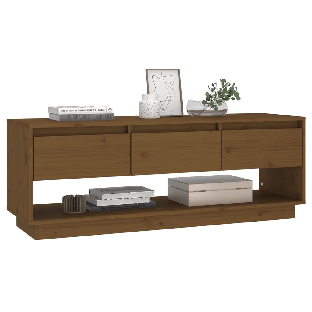 Mobile Porta TV-Mobile per TV-Credenza TV Ambrato 110,5x34x40cm in Legno Massello di Pino