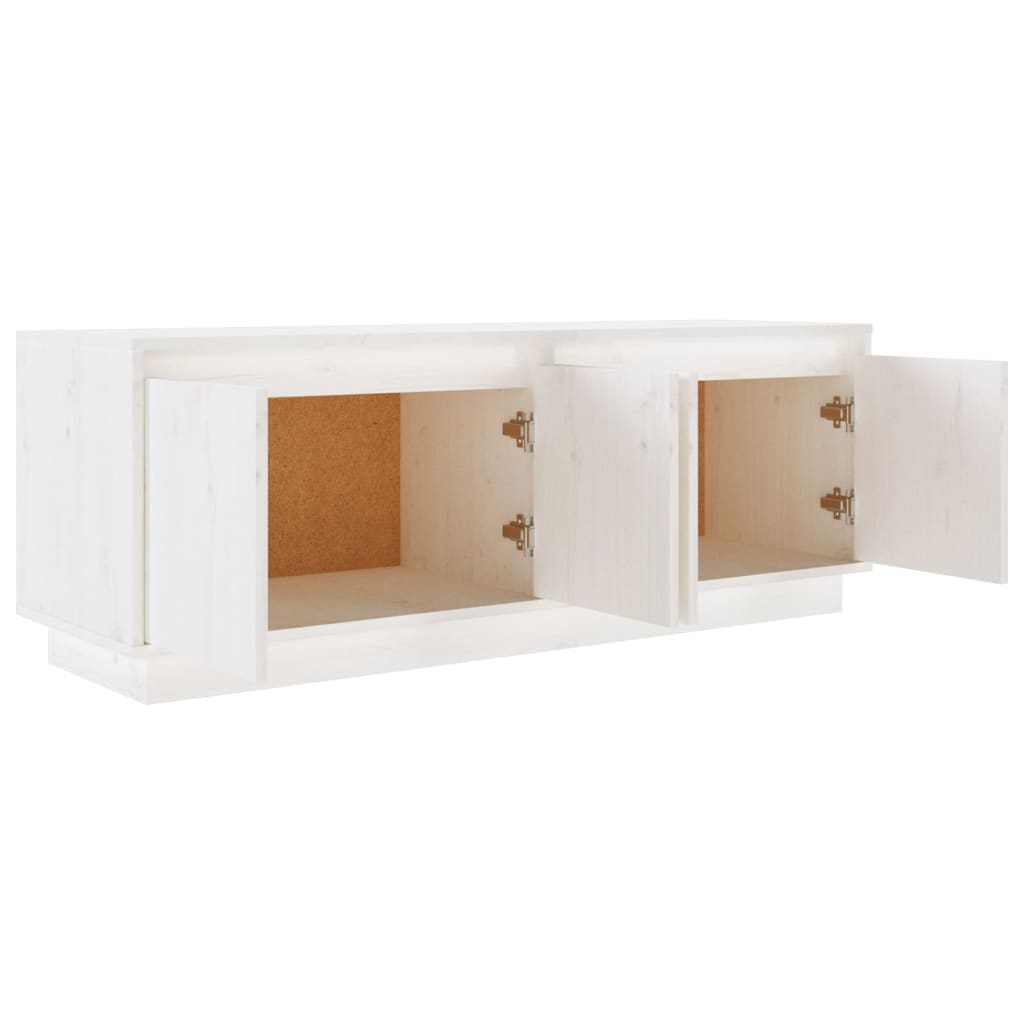 Mobile Porta TV-Mobile per TV-Credenza TV Bianco 110x34x40 cm in Legno Massello di Pino