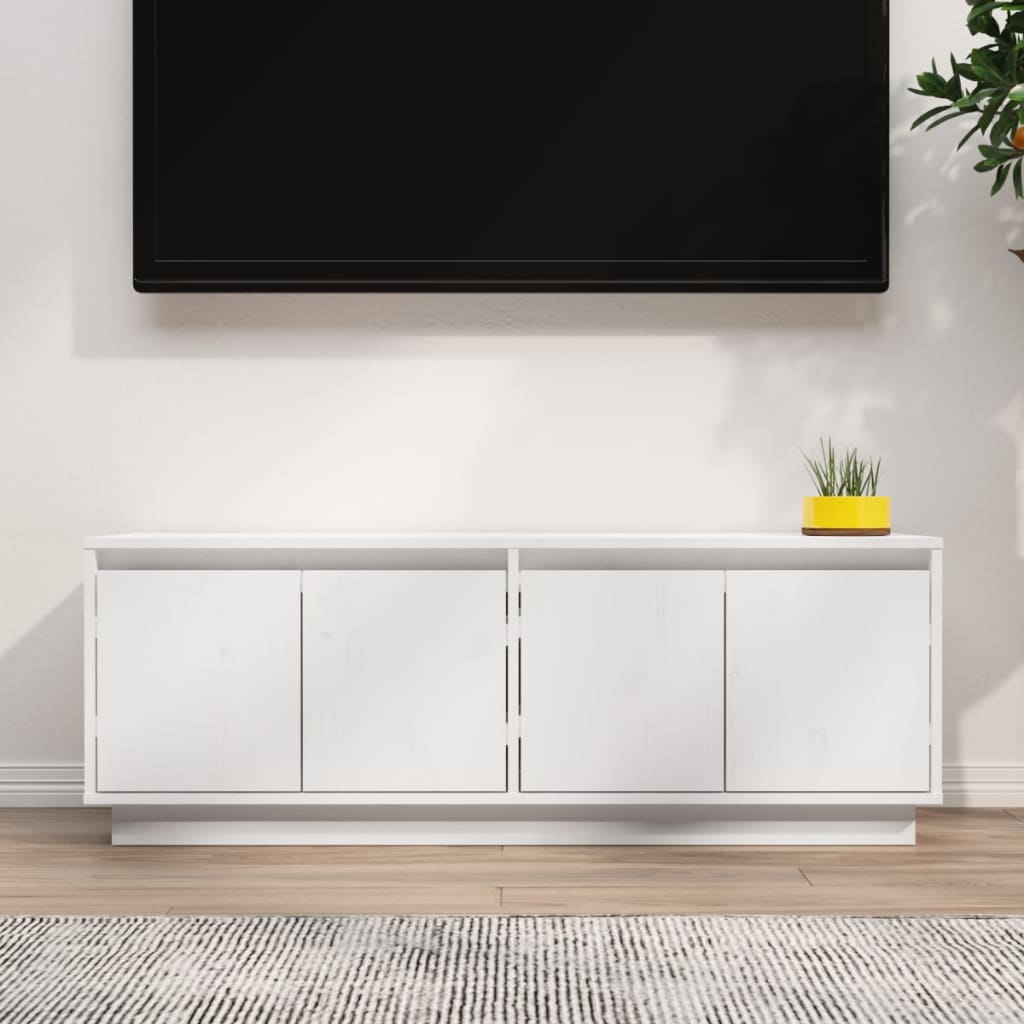 Mobile Porta TV-Mobile per TV-Credenza TV Bianco 110x34x40 cm in Legno Massello di Pino