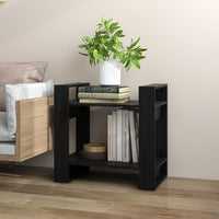 Libreria/Divisorio Nero 60x35x57 cm in Legno Massello di Pino 813878