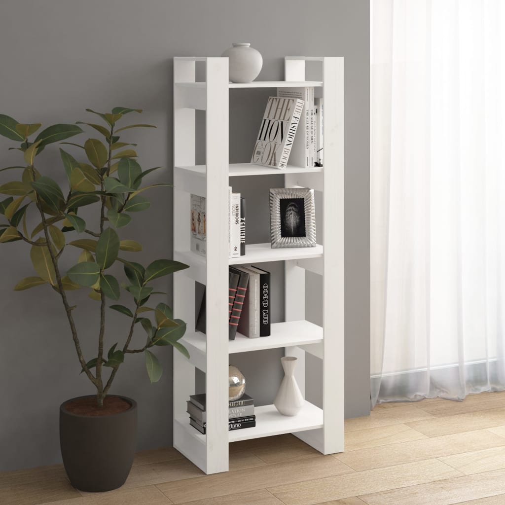 Libreria/Divisorio Bianco 60x35x160 cm Legno Massello 813890