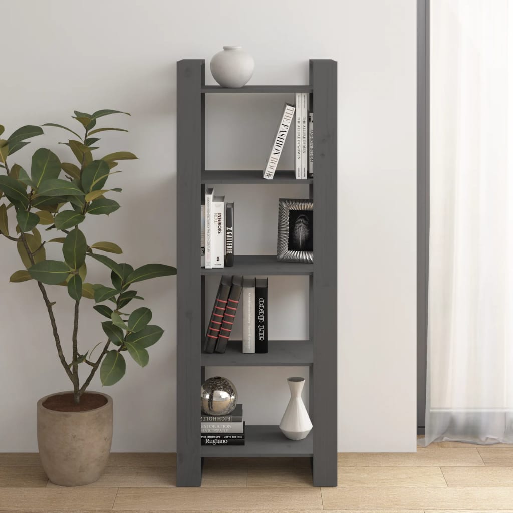Libreria/Divisorio Grigio 60x35x160 cm Legno Massello 813891