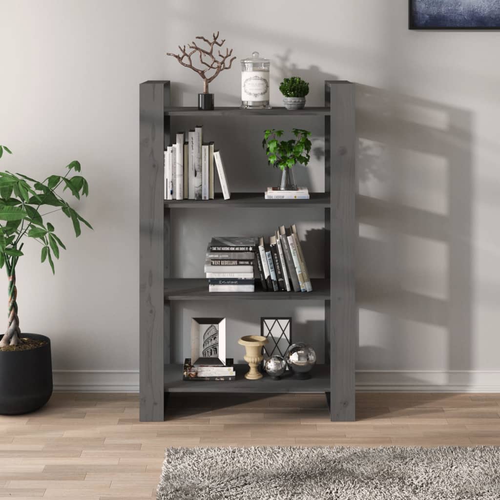 Libreria/Divisorio Grigio 80x35x125 cm Legno Massello di Pino 813906
