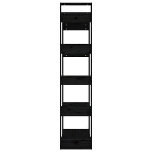 Libreria/Divisorio Nero 80x35x160 cm Legno Massello 813913