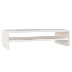 Supporto per Monitor Bianco 50x24x13 cm Legno Massello di Pino cod mxl 8348
