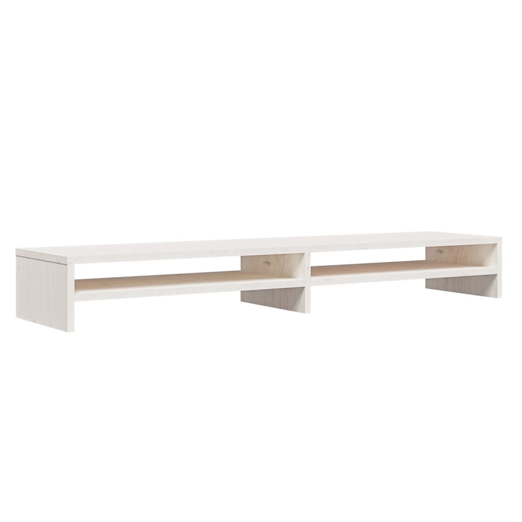Supporto per Monitor Bianco 100x24x13 cm Legno Massello di Pino cod mxl 25151
