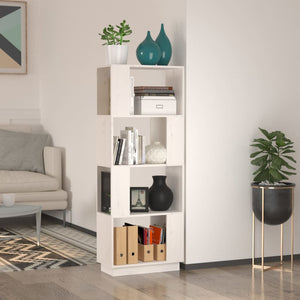Libreria/Divisorio Bianco 51x25x132 cm Legno Massello di Pino 814040