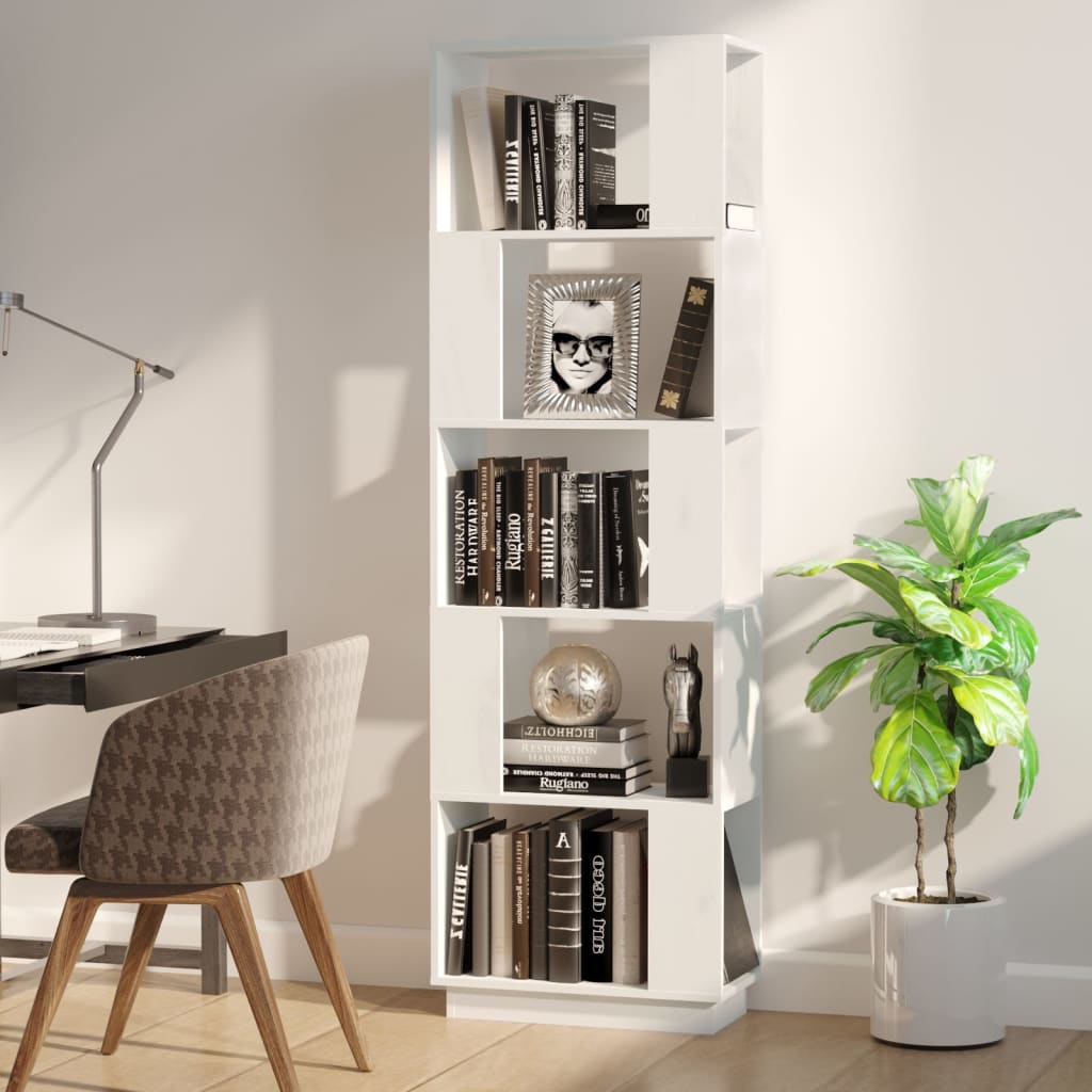Libreria/Divisorio Bianco 51x25x163,5 cm Legno Massello di Pino 814045