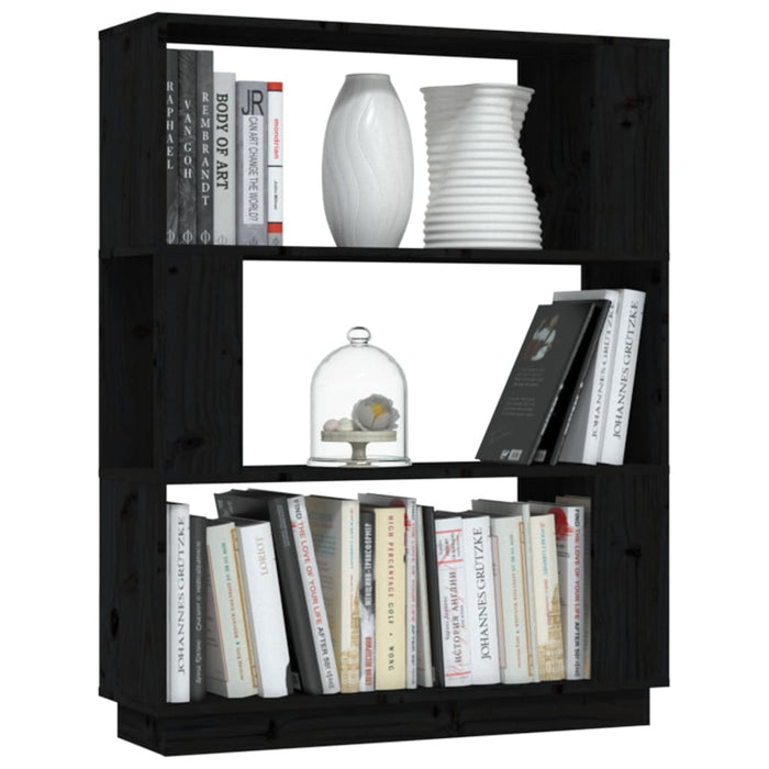 Libreria/Divisorio Nero 80x25x101 cm in Legno Massello di Pino 814058