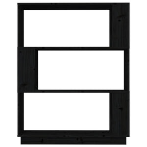 Libreria/Divisorio Nero 80x25x101 cm in Legno Massello di Pino 814058