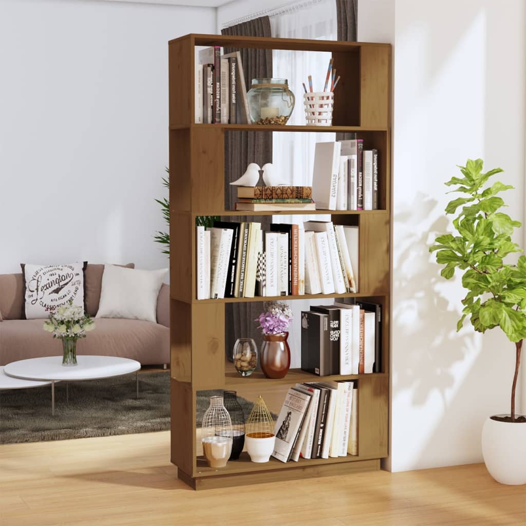 Libreria/Divisorio Ambrato 80x25x163,5cm Legno Massello di Pino 814067