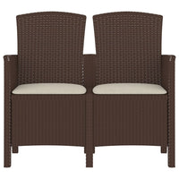 Sedia da Giardino a 2 Posti con Cuscini PP Rattan Marrone 3098688