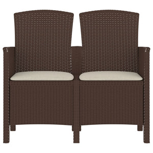 Sedia da Giardino a 2 Posti con Cuscini PP Rattan Marrone 3098688