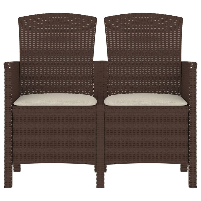 Sedia da Giardino a 2 Posti con Cuscini PP Rattan Marrone 3098688