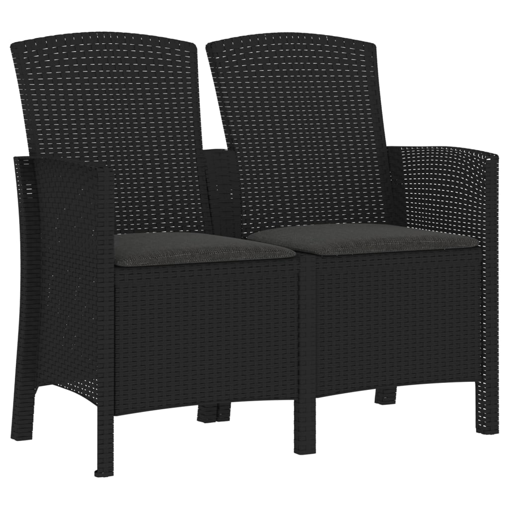 Sedia da Giardino a 2 Posti con Cuscini PP Rattan Grafite 3098689