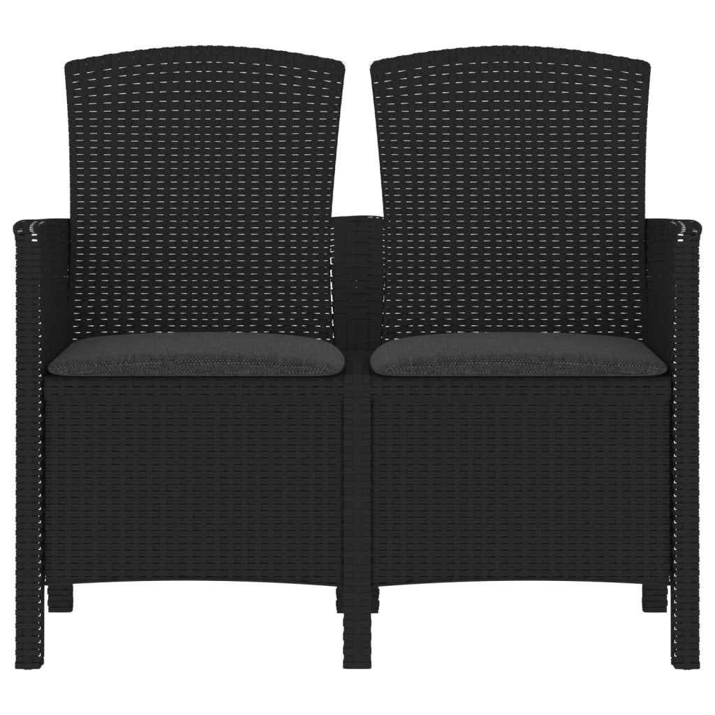 Sedia da Giardino a 2 Posti con Cuscini PP Rattan Grafite 3098689