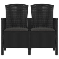 Sedia da Giardino a 2 Posti con Cuscini PP Rattan Grafite 3098689