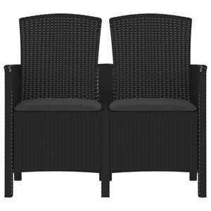Sedia da Giardino a 2 Posti con Cuscini PP Rattan Grafite 3098689