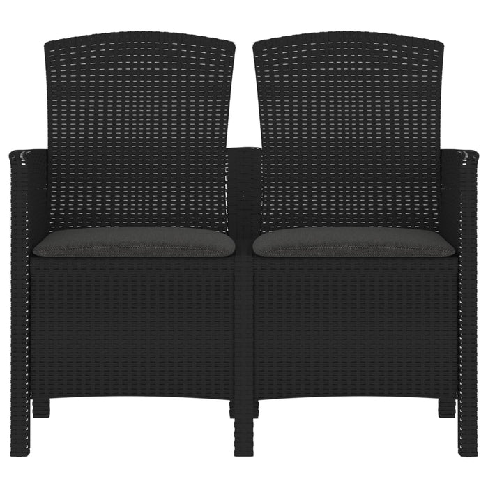 Sedia da Giardino a 2 Posti con Cuscini PP Rattan Grafite 3098689