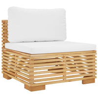 Divano Centrale da Giardino con Cuscini Crema Massello di Teak 319156