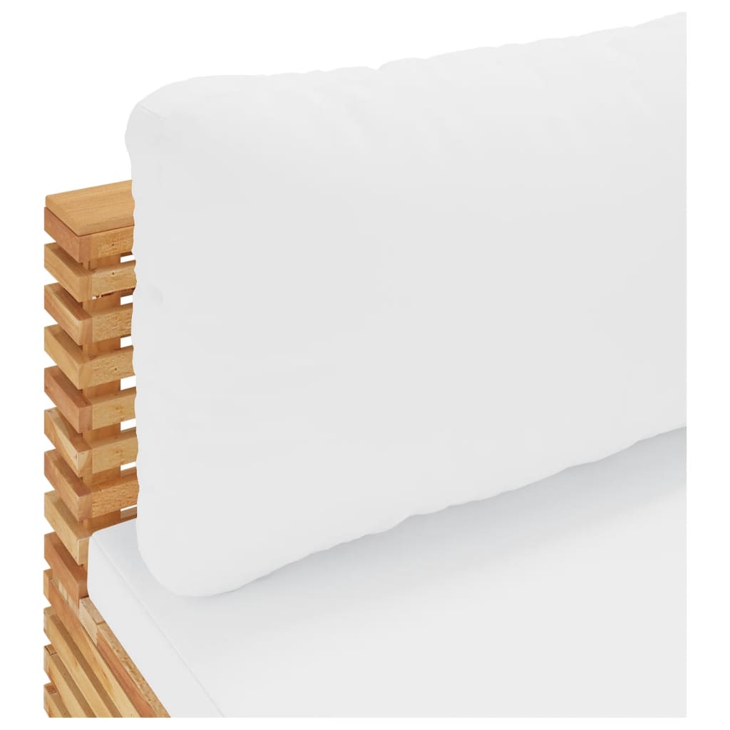 Divano Centrale da Giardino con Cuscini Crema Massello di Teak 319156