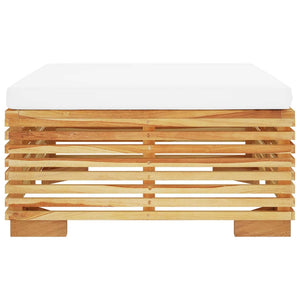 Poggiapiedi da Giardino con Cuscino Crema Legno Massello Teak 319158