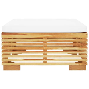 Poggiapiedi da Giardino con Cuscino Crema Legno Massello Teak 319158