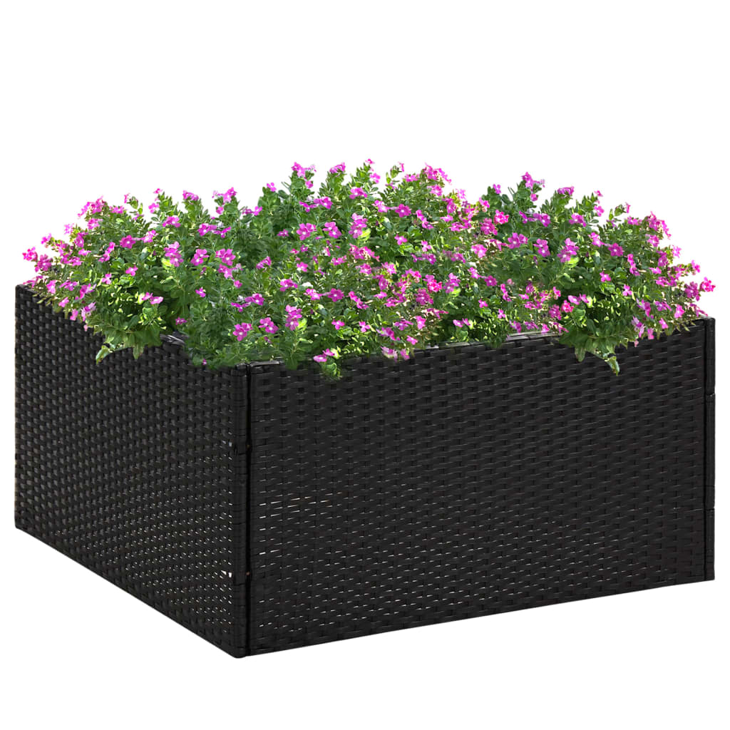 Fioriera da Giardino Nero 80x80x40 cm in Polyrattan 319171