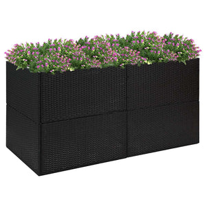 Fioriera da Giardino-Vaso da Esterno-Contenitore per Piante Nero 157x80x80 cm in Polyrattan