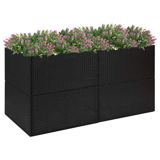Fioriera da Giardino-Vaso da Esterno-Contenitore per Piante Nero 157x80x80 cm in Polyrattan
