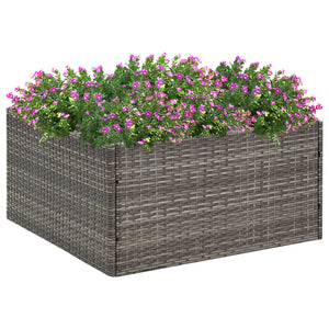 Fioriera da Giardino-Vaso da Esterno-Contenitore per Piante Grigia 80x80x40 cm in Polyrattan
