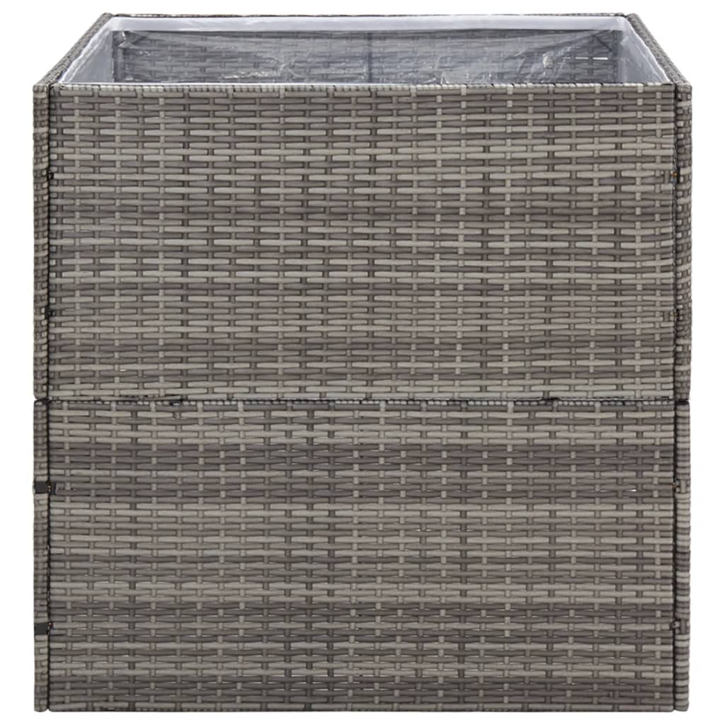 Fioriera da Giardino Grigia 80x80x80 cm in Polyrattan 319177