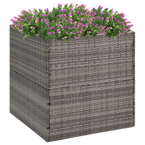 Fioriera da Giardino Grigia 80x80x80 cm in Polyrattan 319177