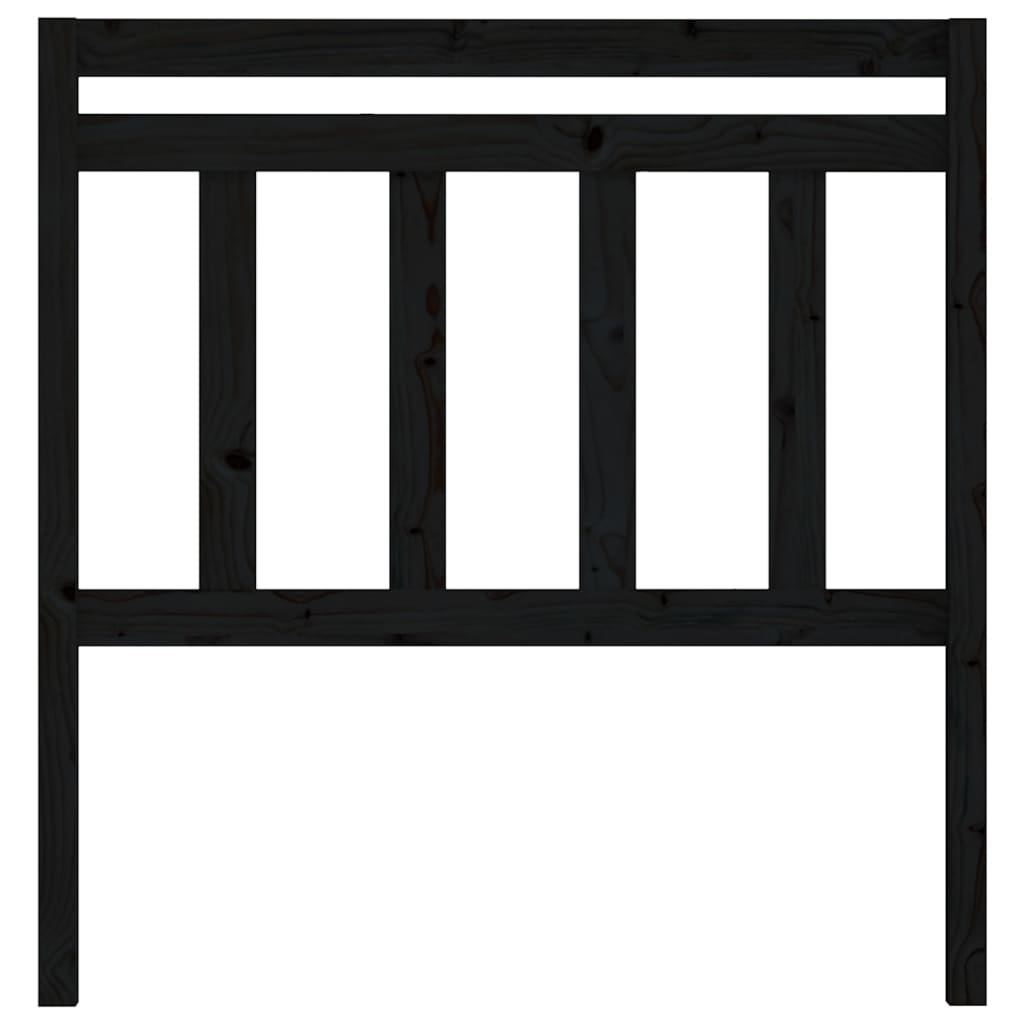Testiera per Letto Nera 96x4x100 cm in Legno Massello di Pino 814078