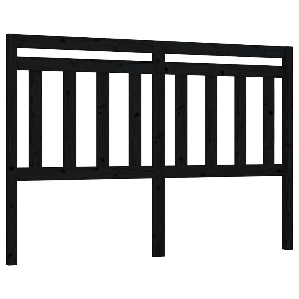 Testiera per Letto Nera 156x4x100 cm in Legno Massello di Pino
