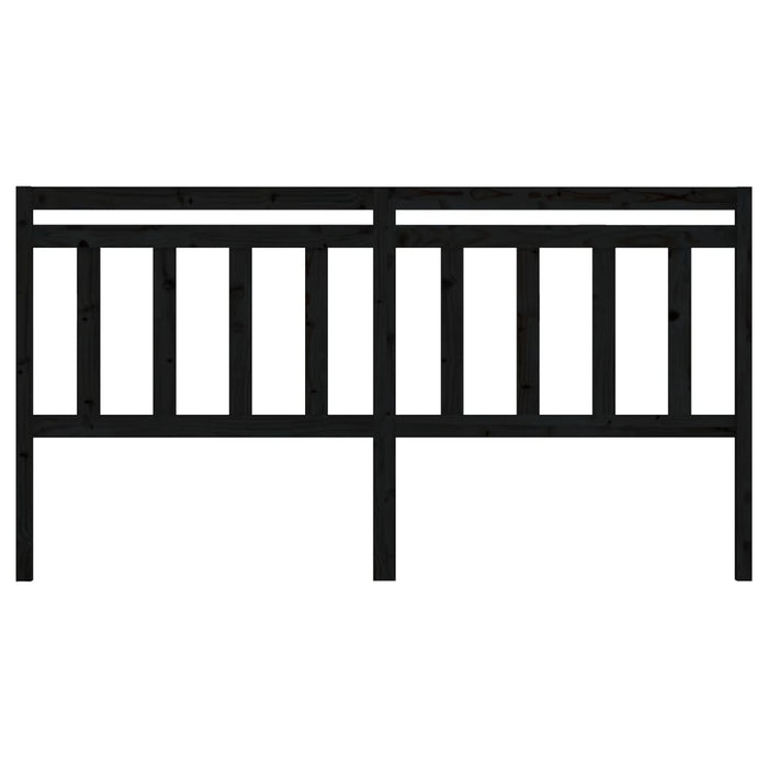 Testiera per Letto Nera 186x4x100 cm in Legno Massello di Pino 814113