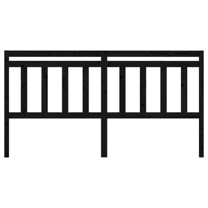 Testiera per Letto Nera 206x4x100 cm in Legno Massello di Pino 814118
