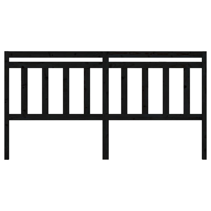 Testiera per Letto Nera 206x4x100 cm in Legno Massello di Pino 814118