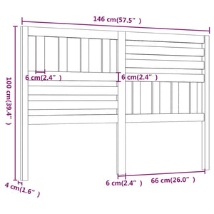 Testiera per Letto-Testata-Testiera Decorativa Nera 126x4x100 cm in Legno Massello di Pino 461308